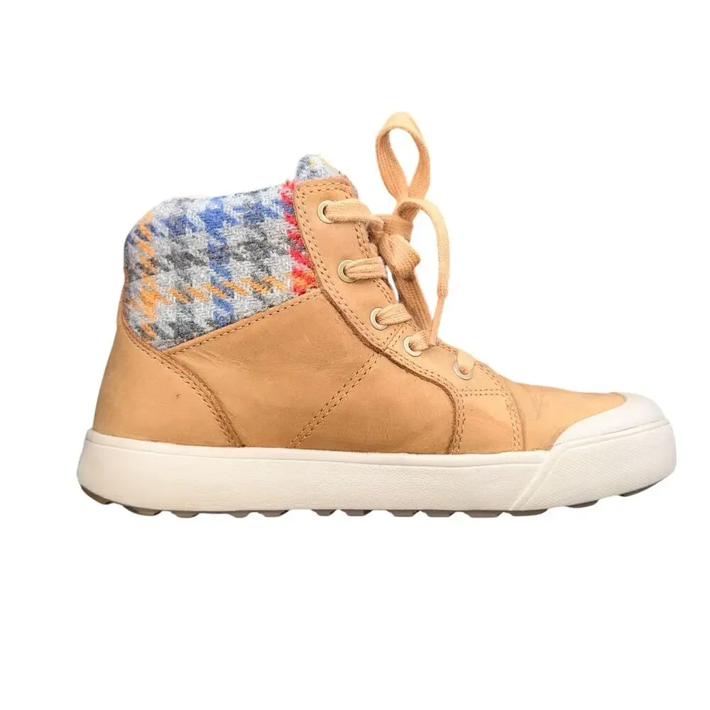 KEEN Elsa II Sneaker Boot Womens 8 Tan Leather Plaid Wool Insulated